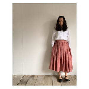 R&amp;D.M.Co- mesh linen tuck skirt